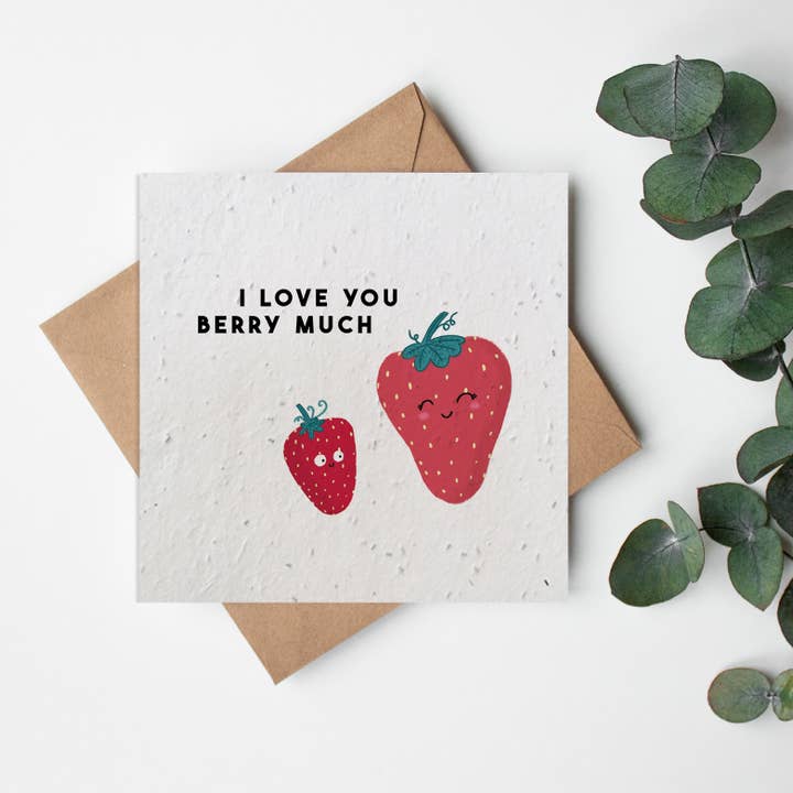 SQ Seed Paper Greeting Card - Fruit & Veg - Berry Much for wholesale by Little Green Paper Shop