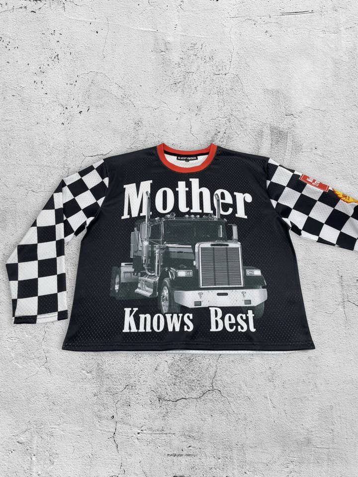 Mother Knows Best Trendy Cherry Red Mesh Jersey for wholesale by SLATER VINTAGE