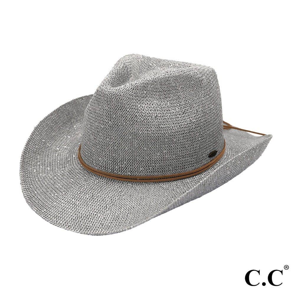 MiMi Wholesale - Wholesale Cowboy Hat - Women's - CBC03 C.C Brand Sequin detailing Cowboy hat with suede trim4