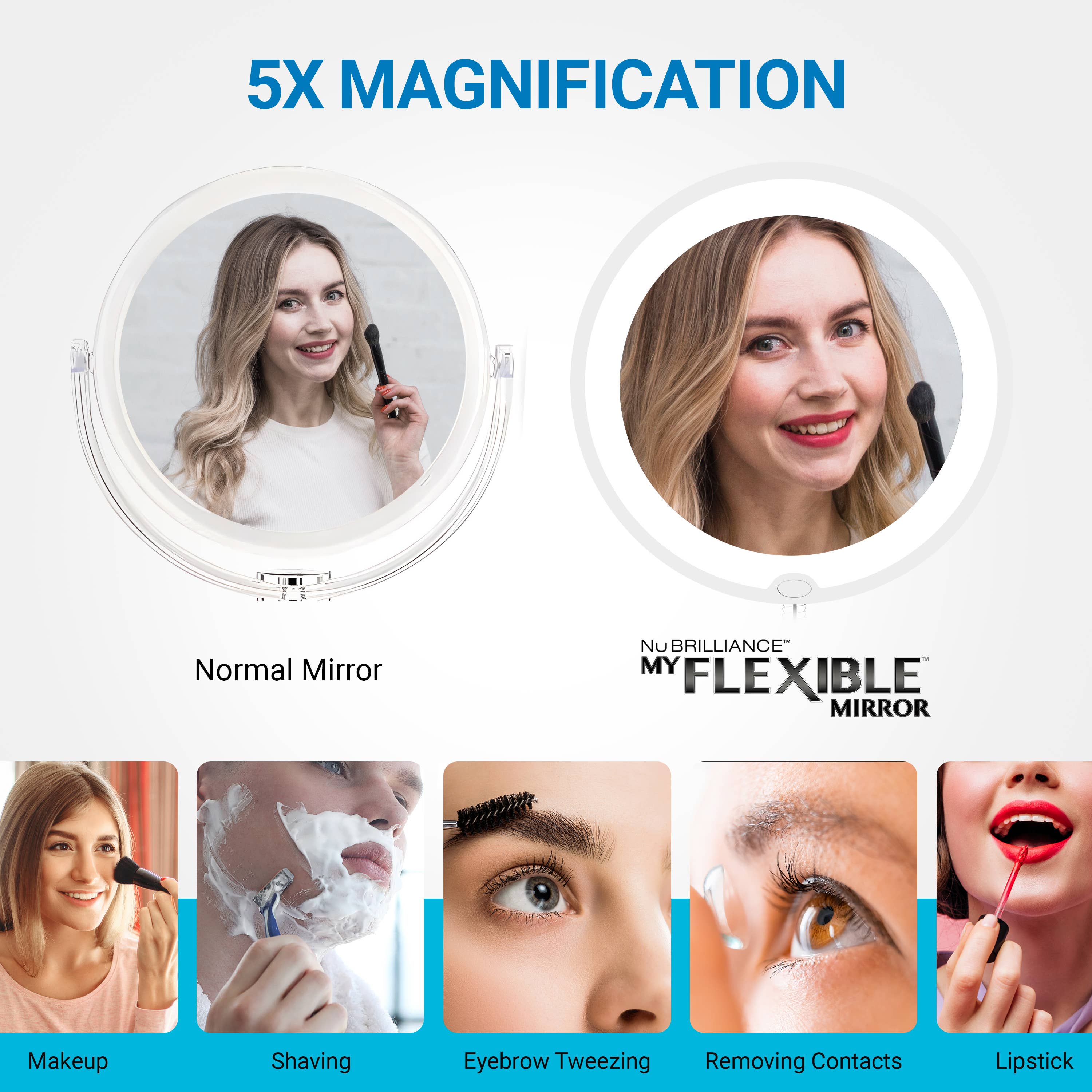 Gotham Steel/Granitestone – wholesale Vanity mirror – My Flexible LED-Illuminated Mirror 5x Magnification1