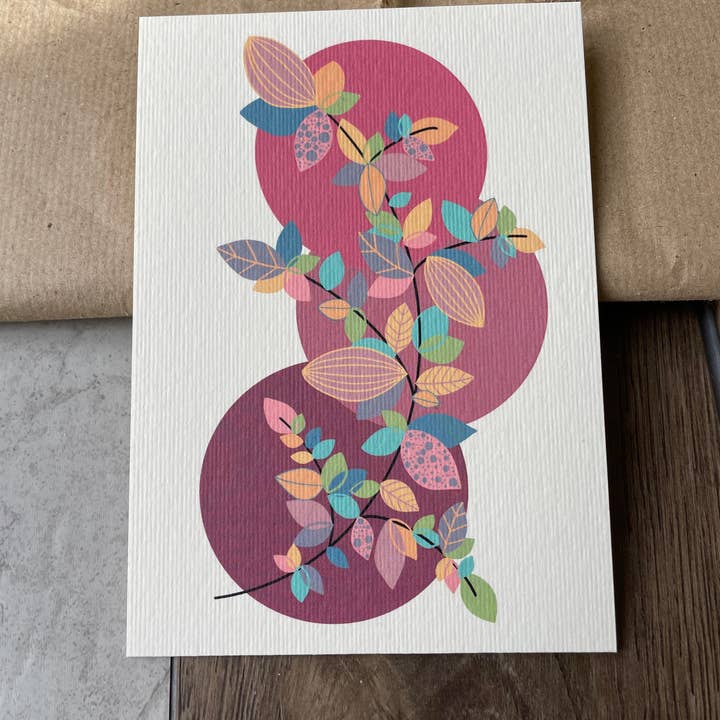 Carte postale abstraite florale botanique pour la vente par Myayart