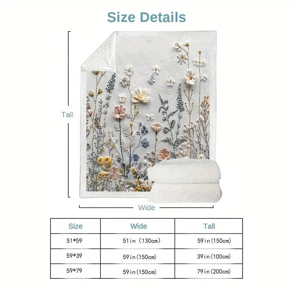 Huis Van Merken - Vendita all'ingrosso Plaid - Plaid in flanella con stampa digitale floreale - tutte le stagioni, poliestere tessuto, stile contemporaneo2