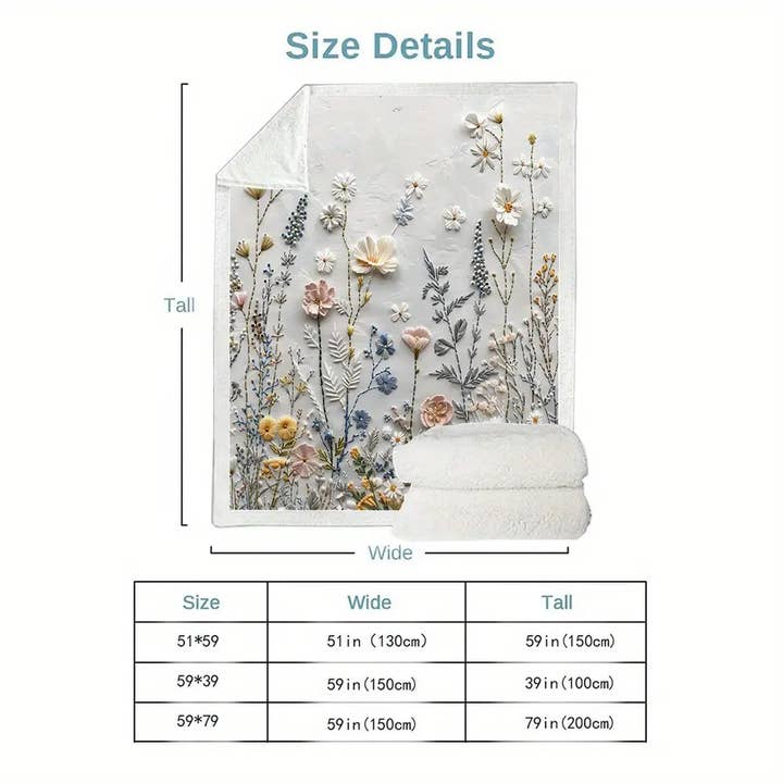 Huis Van Merken - Wholesale Throw Blanket - Floral Digital Print Flannel Throw Blanket - All-Season, Woven Polyester, Contemporary Style2