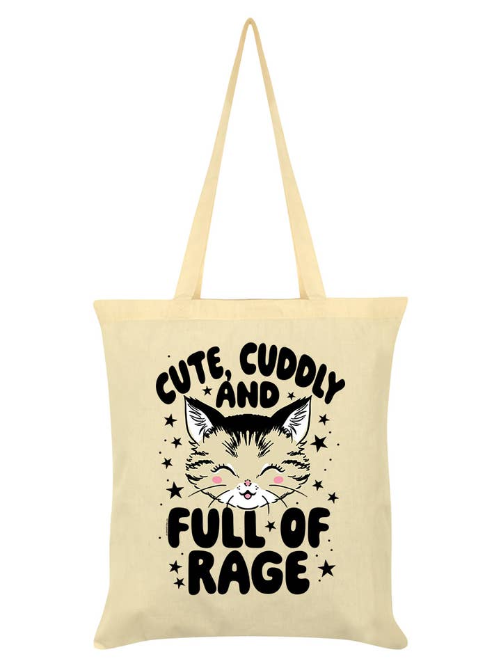 Kitsch Kitten Cute, Cuddly & Full Of Rage Cream Tote Bag for wholesale by Grindstore