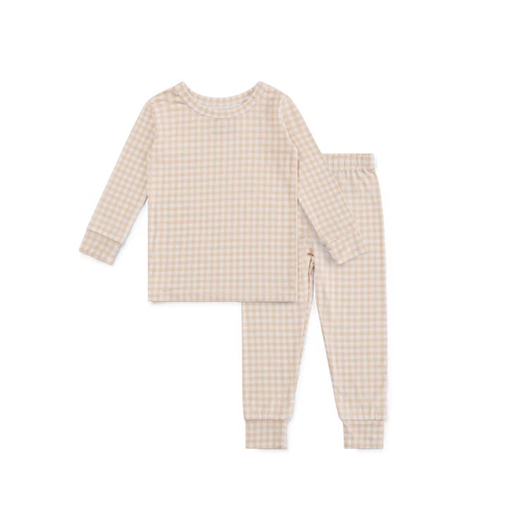 Motette - Wholesale Sleepwear Set - Kids - Sandstone Gingham Bamboo Toddler Pajama Set