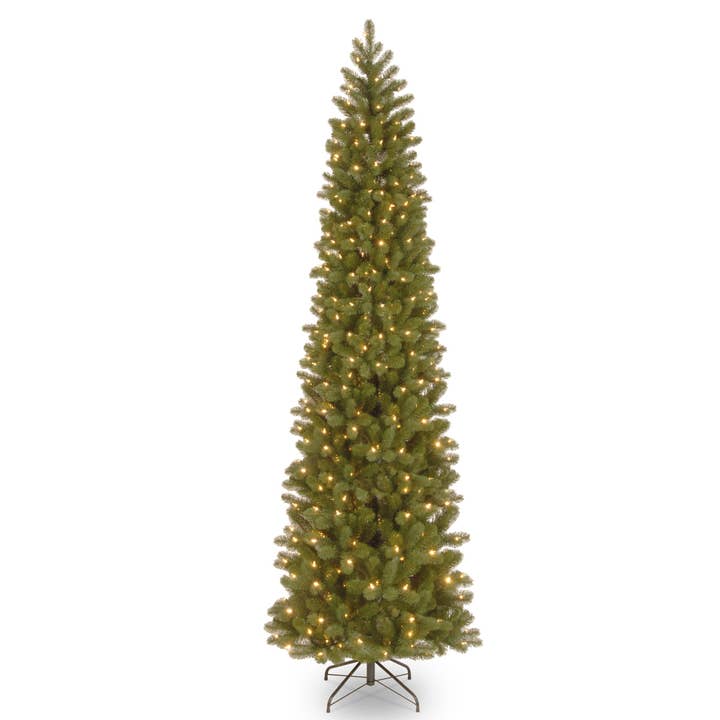 National Tree Company - Wholesale Artificial Christmas Tree - 9 ft. Pre-Lit Downswept Douglas Fir Pencil Slim Tree with Dual Color LED Lights