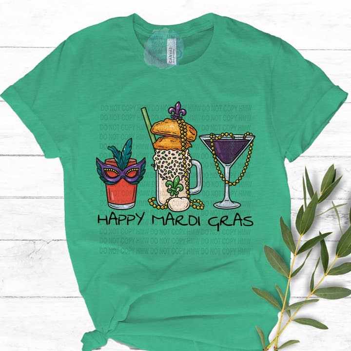 T-shirt de boisson Joyeux Mardi Gras pour la vente par Hot Mess Apparel