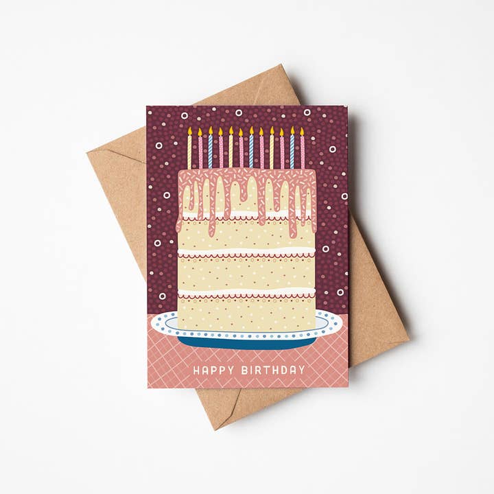 Jess A Little Creative - Wholesale Birthday Card - Birthday Cake Illustration Birthday Card