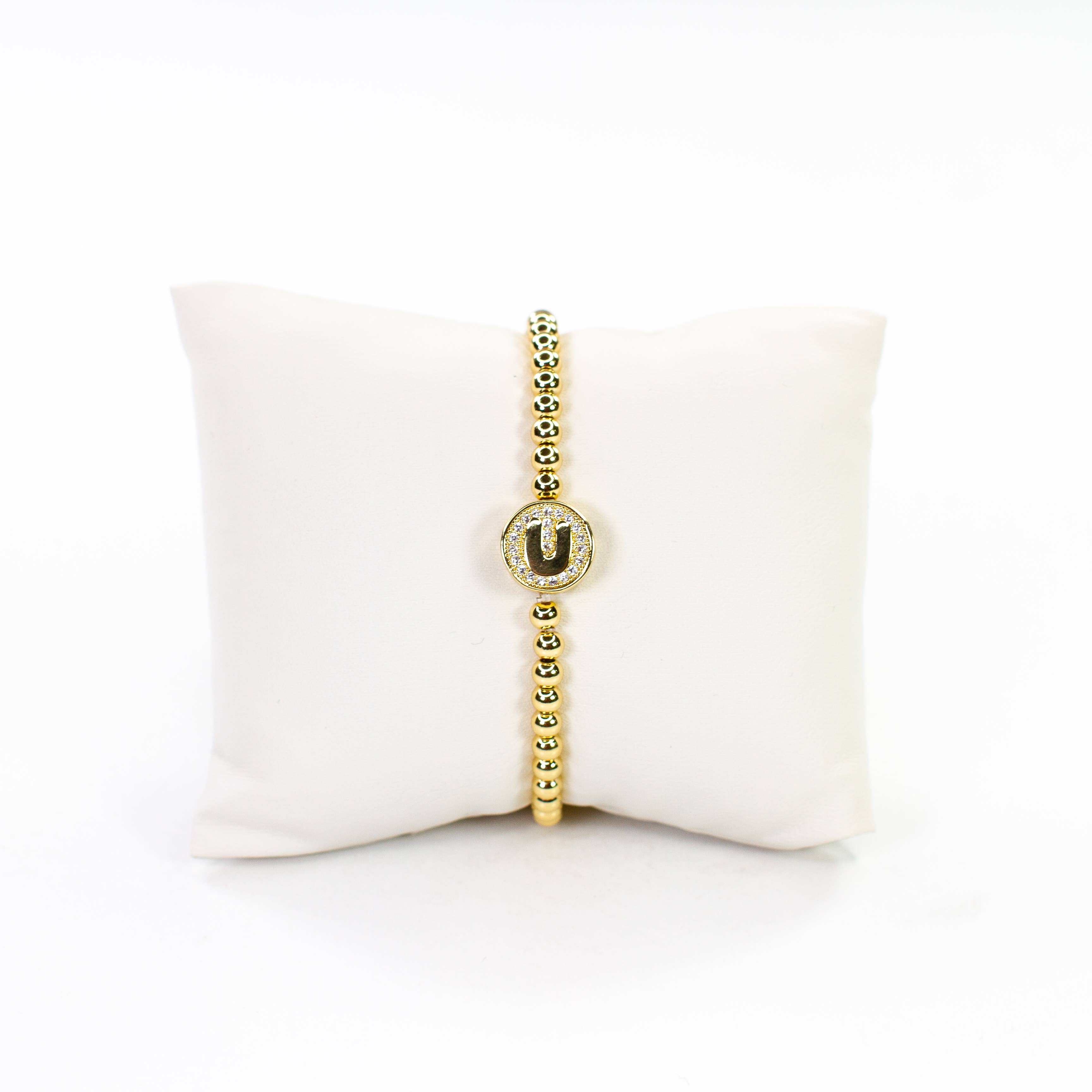 Savvy Bling - Wholesale Beaded Bracelet - Initial Simulated Diamond Bracelet20