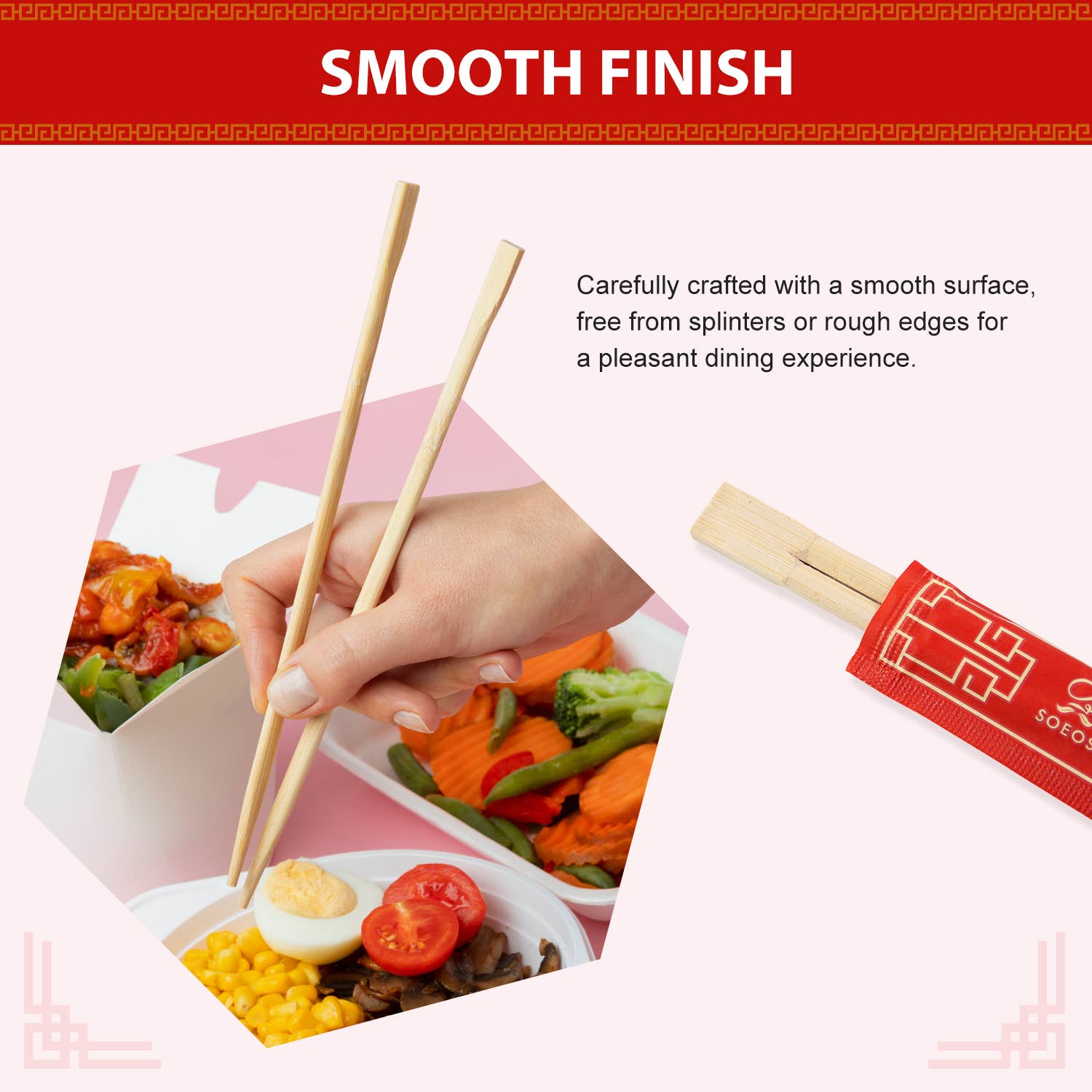soeos - Vendita all'ingrosso Bacchette - Bacchette monouso in bambù Soeos Premium (100 set)6