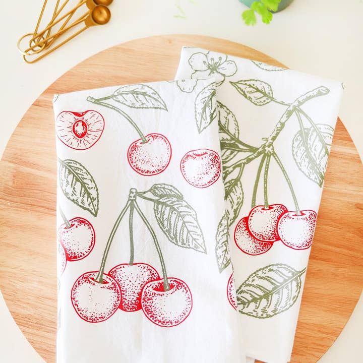 Highland Ridge | Handmade Home Decor - Wholesale Tea Towel - Cherry Tea Towel