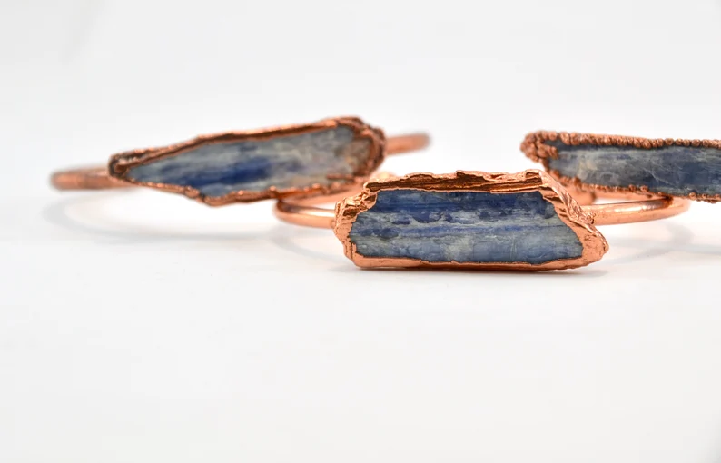 Daddy Daughter Jewelry – wholesale Manschettarmband – Rå blå kyanite koppar armband manschett2