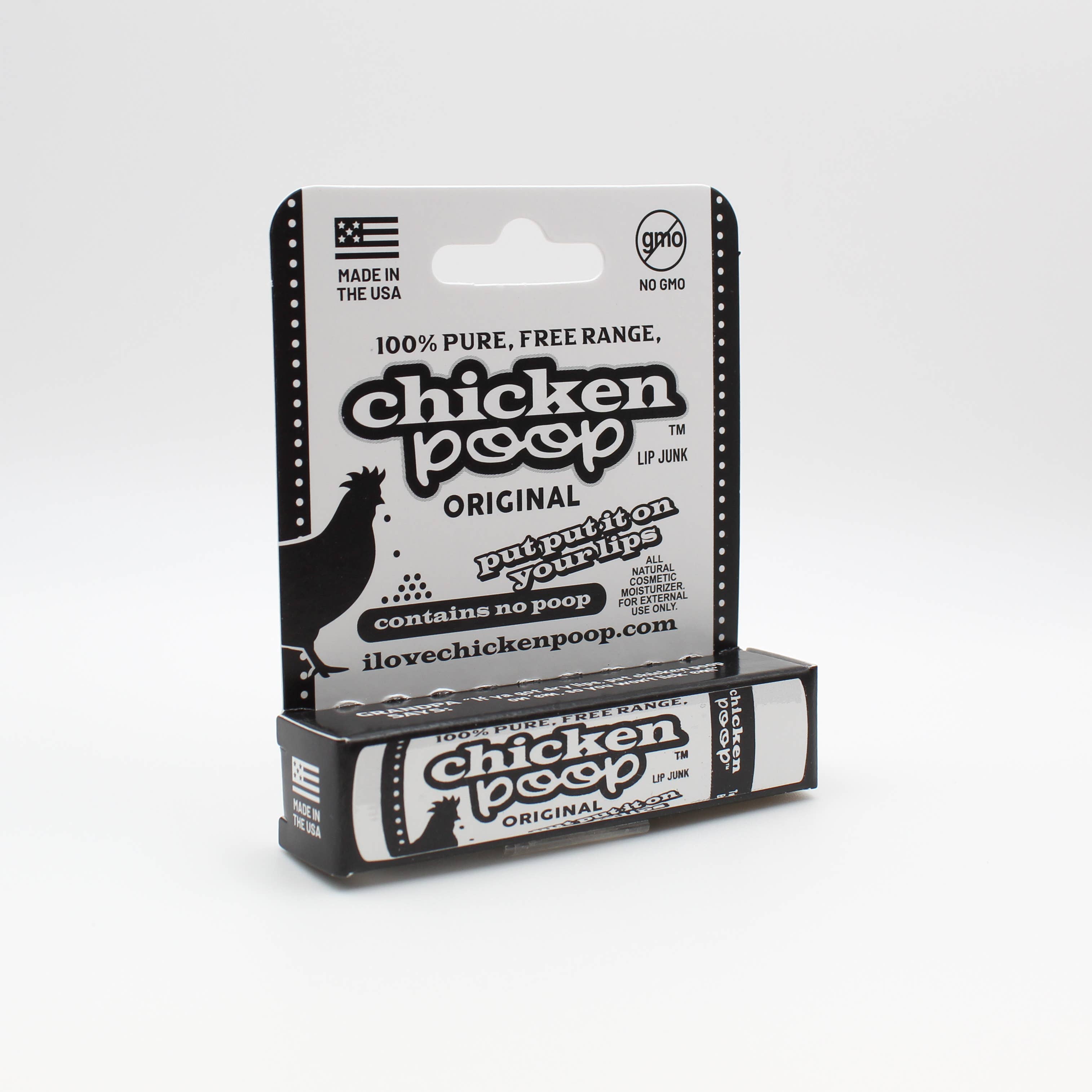 Chicken Poop - Wholesale Lip Balm - Chicken Poop® ORIGINAL Lip Balm, All Natural 16 ct. HANG TAB2
