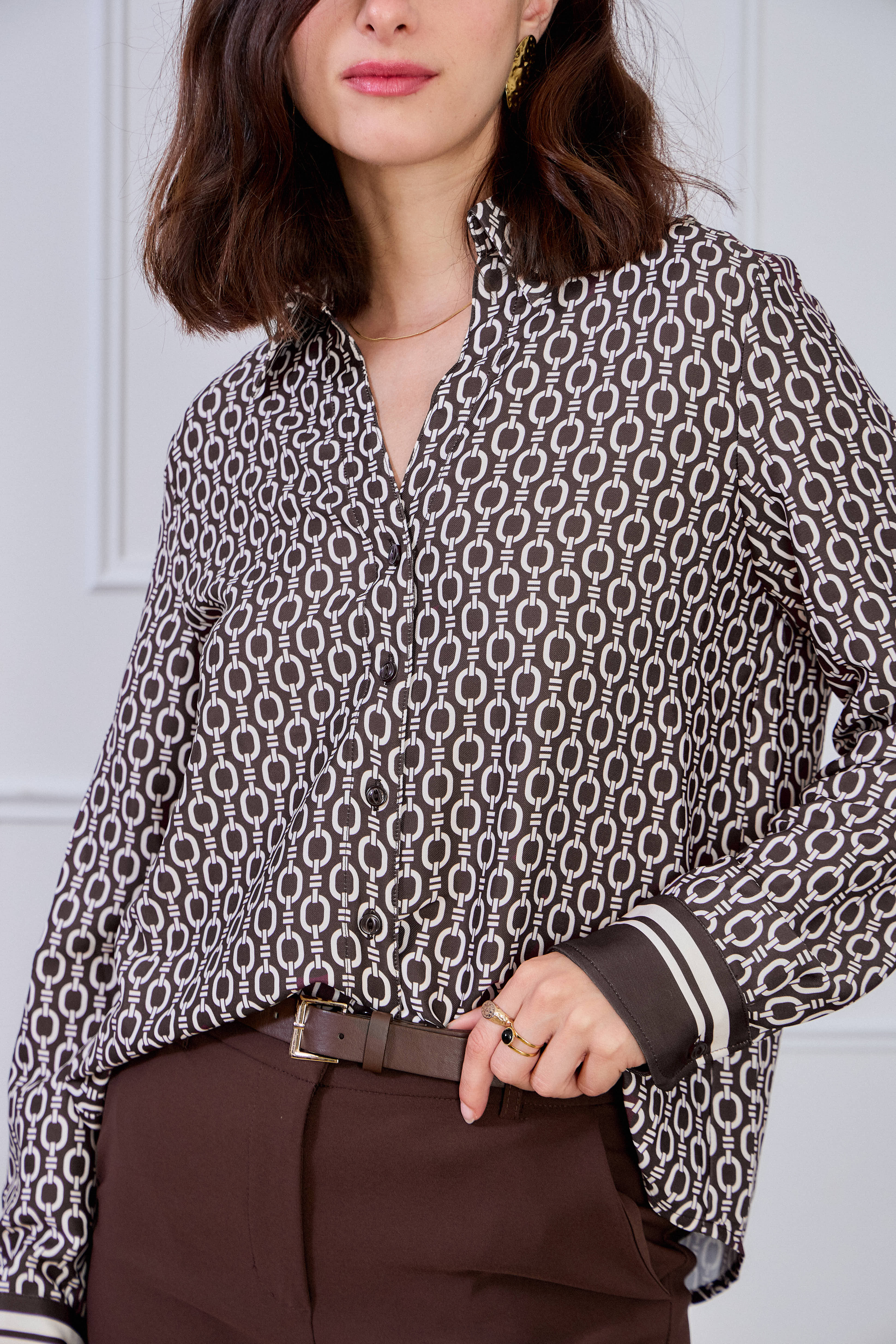 LULUMARY - Wholesale Overhemd met knopen - Dames - Kettingprint overhemd CH352A7