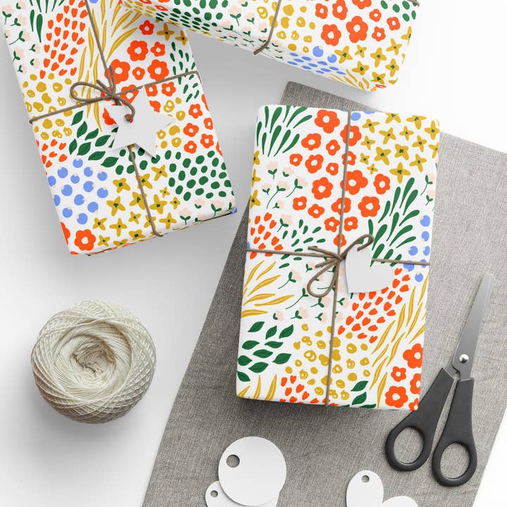 Light Winter Floral Matte Premium Wrapping Paper Roll for wholesale by Merry May
