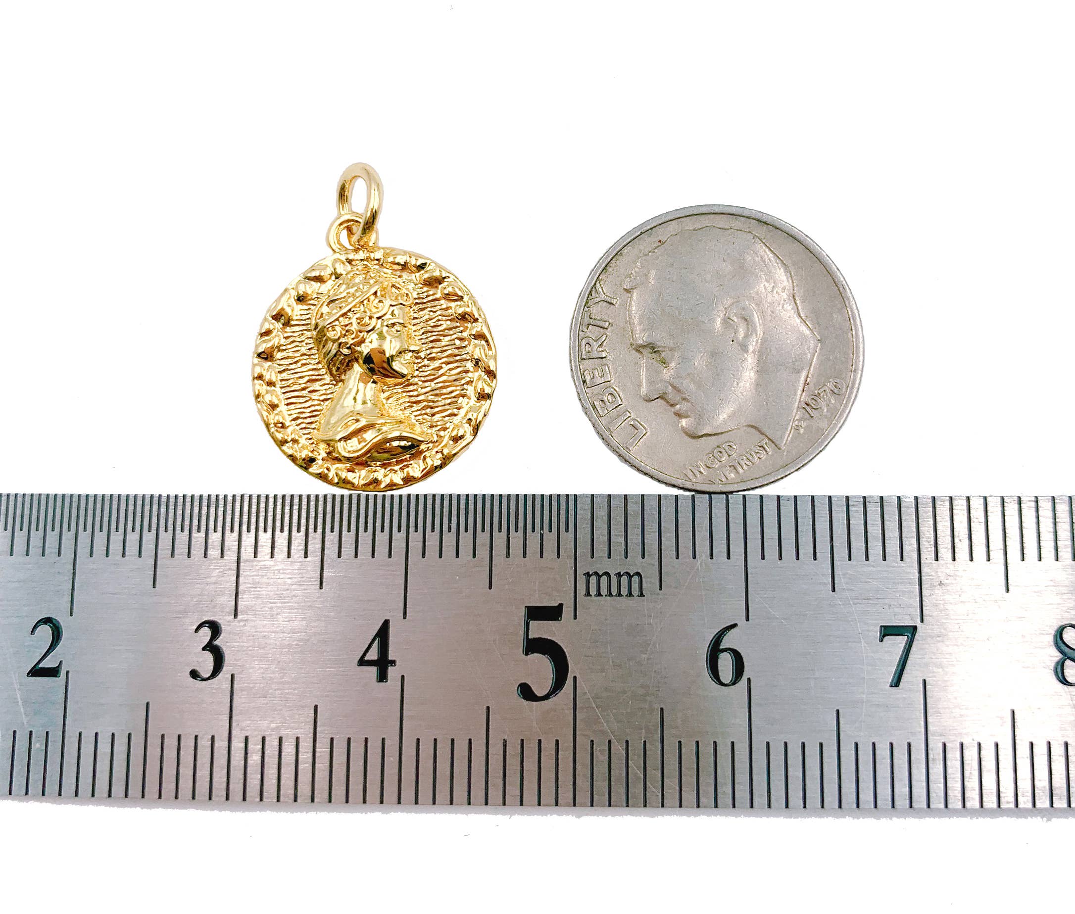 Beads Creation - Wholesale Individual Charm/Pendant - Gold Filled Dainty Coin Charm Pendant, CP11942