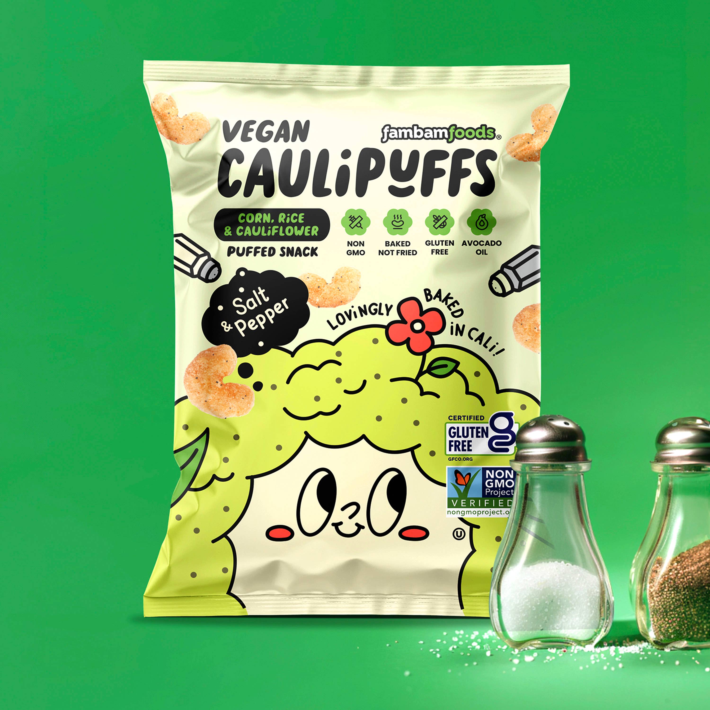 CauliPuffs - Wholesale Puffed Snack - CauliPuffs Vegan Salt & Pepper (45ct) Snack Packs8