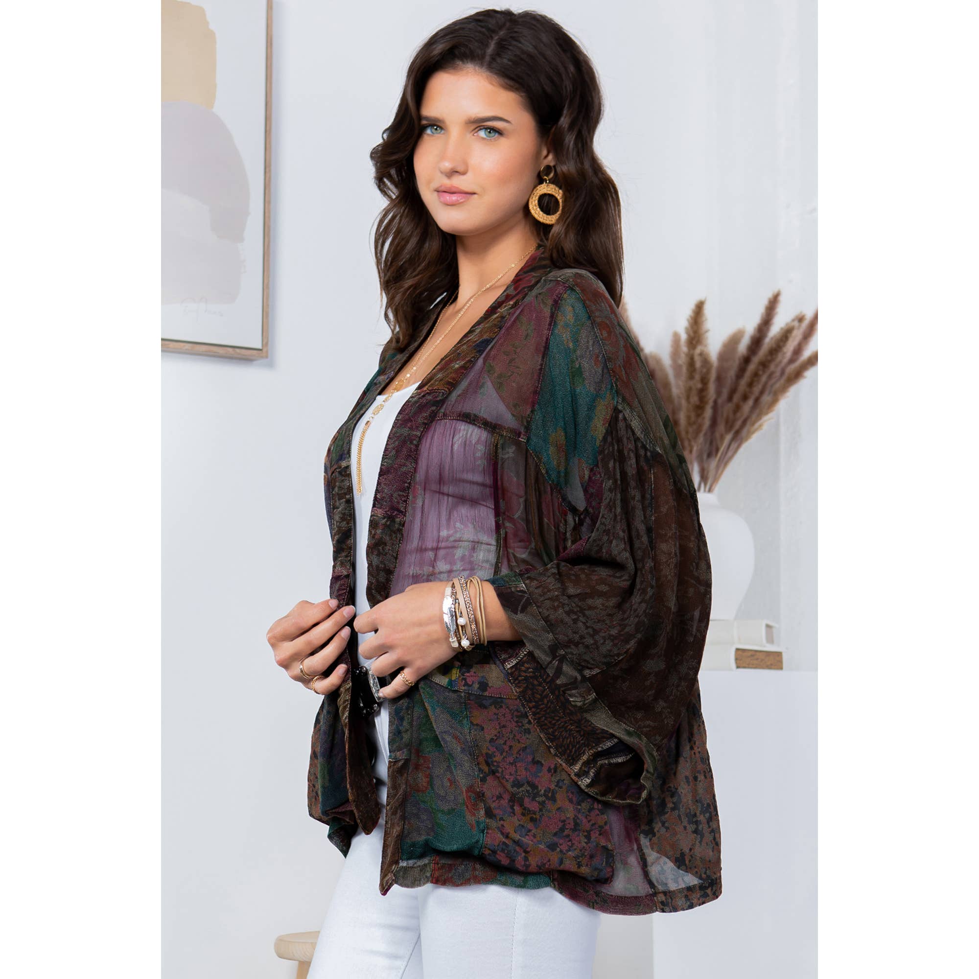 Young Threads - Wholesale Kimono - Women's - Kimono Top In Overdyed Mix N Match Patches - in 7 Color ways25