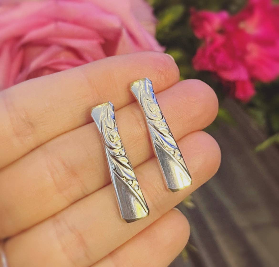 Spoon Jewelry By Emily - Vente Boucles d'oreilles pendantes - Chic durable : boucles d'oreilles vintage en forme de barre en argent3