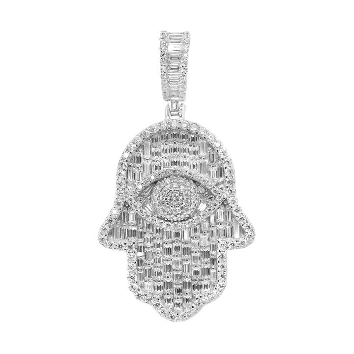 Colgante de plata de ley con moissanita Hamsa Hand Evil Eye para venta al por mayor de Atlanta Jewelers Supply