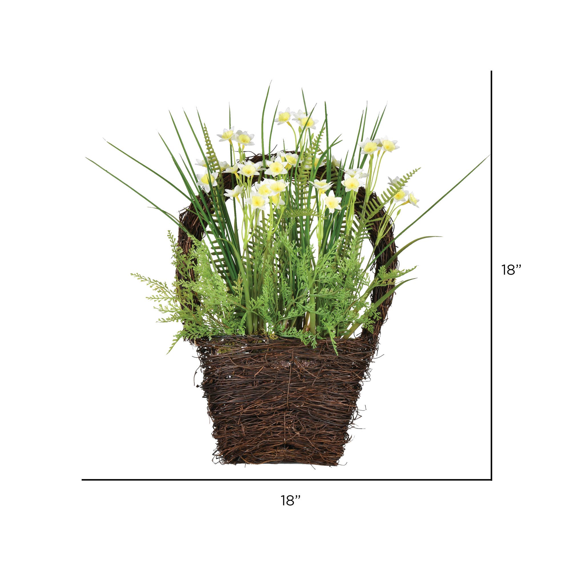 Vert Jonquille artificielle Vickerman de 18 po dans un panier. en vente sur Faire1