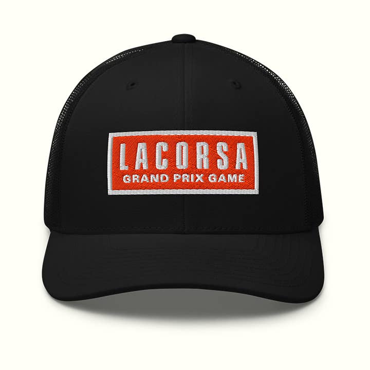 Lacorsa Racing Board Game Embroidered Patch Logo Replica Trucker Hat for wholesale by LACORSA GRAND PRIX GAME