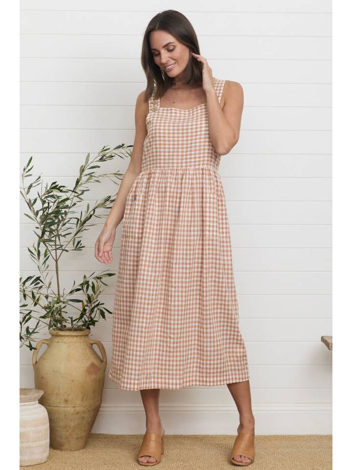 Eadie Dress - Ginger Gingham for wholesale on Faire1