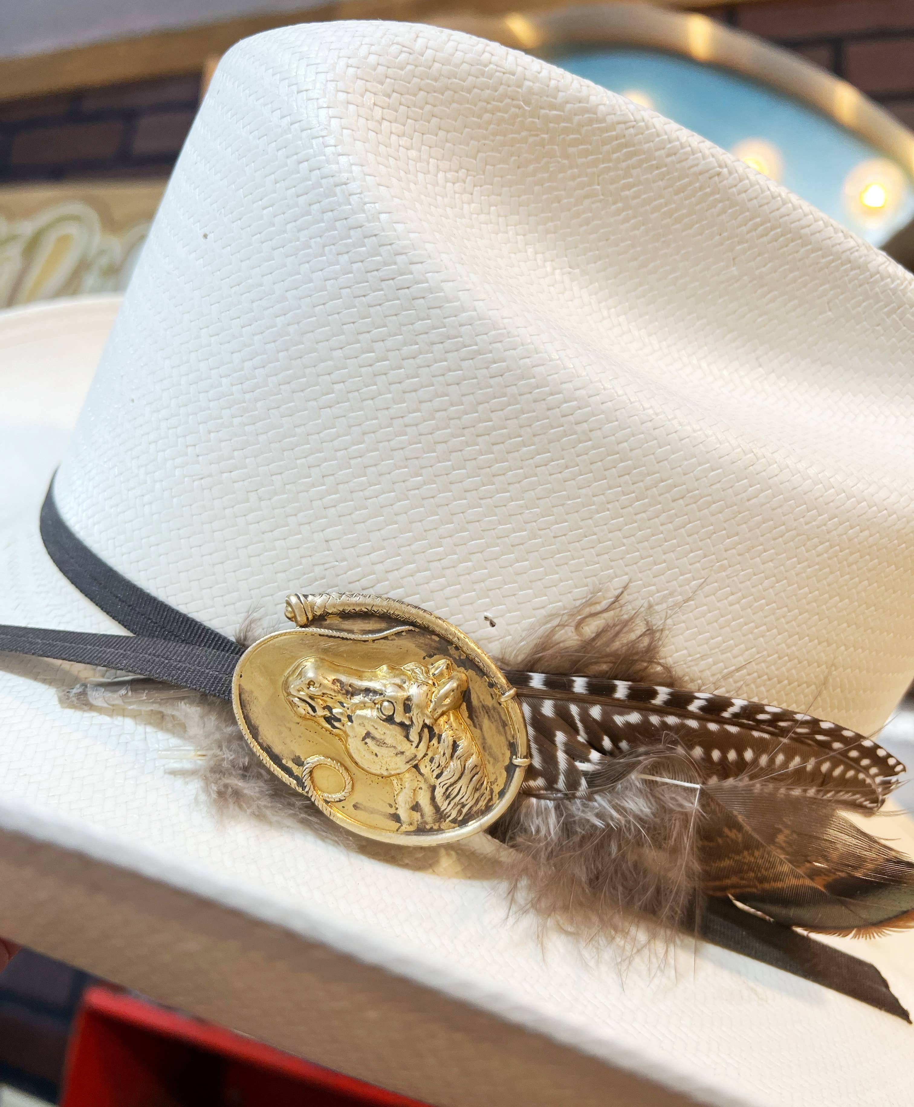 Vintage Bliss - Wholesale Hat Accessory - Women's - Brass Patina Horse Head Flat Hat Pin Hat Bar  0