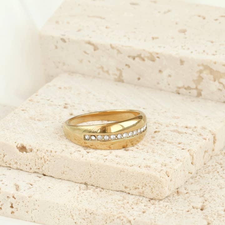 Blueyejewelry - Wholesale Band/Stacked Ring - 18k Gold Dome Rings - Stainless Steel Chunky Rings