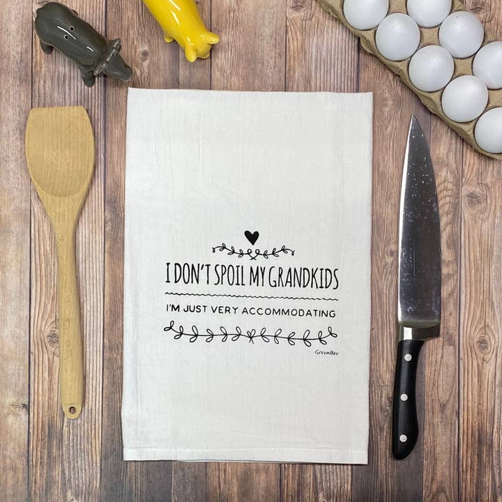 Black Spoil Grandkids Dish Towel | Tea Towels | Sassy Dish Towels for wholesale on Faire5