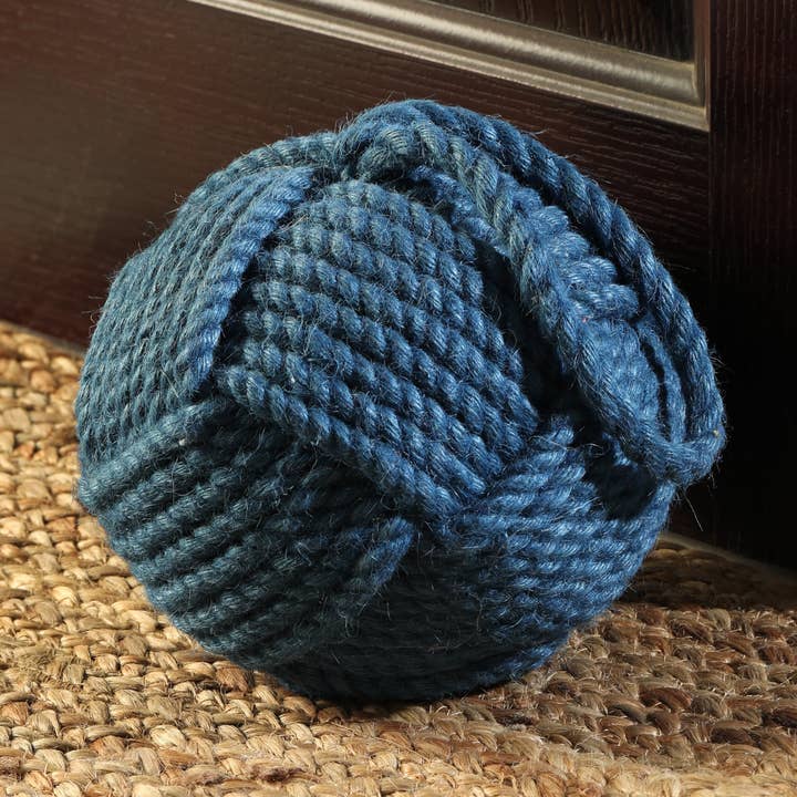 6.5" Blue Jute Door Stopper for wholesale by Vatican Homes