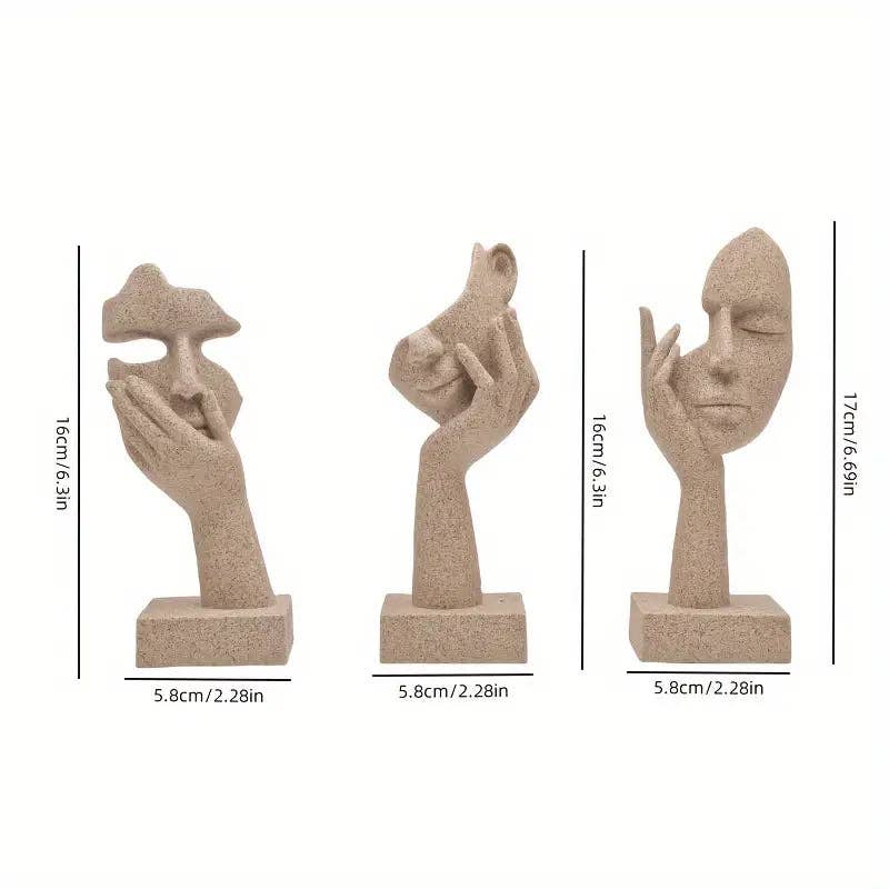 Huis Van Merken - Wholesale Sculpture - 3pcs Abstract Mask Small Statue Set2