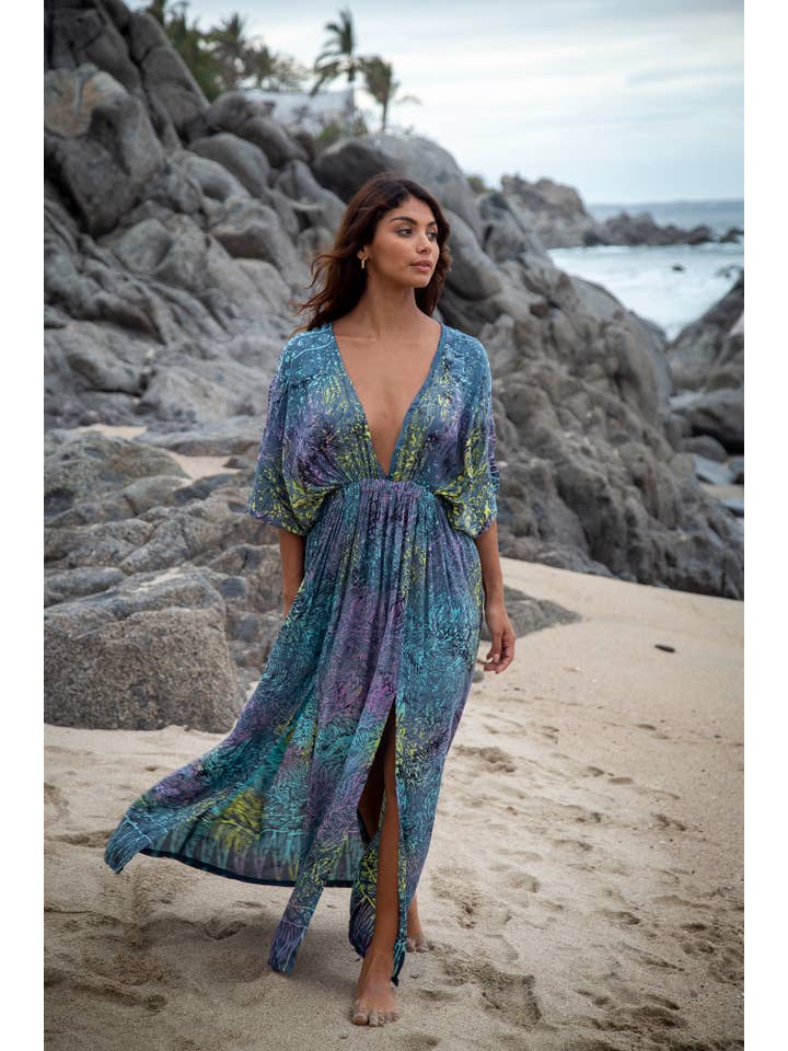 Bali Prema – wholesale Klänning - Dam – Sommar Maxi Klänning, Strandöverdrag Amy Kimono i Bahamas Grey Ra1