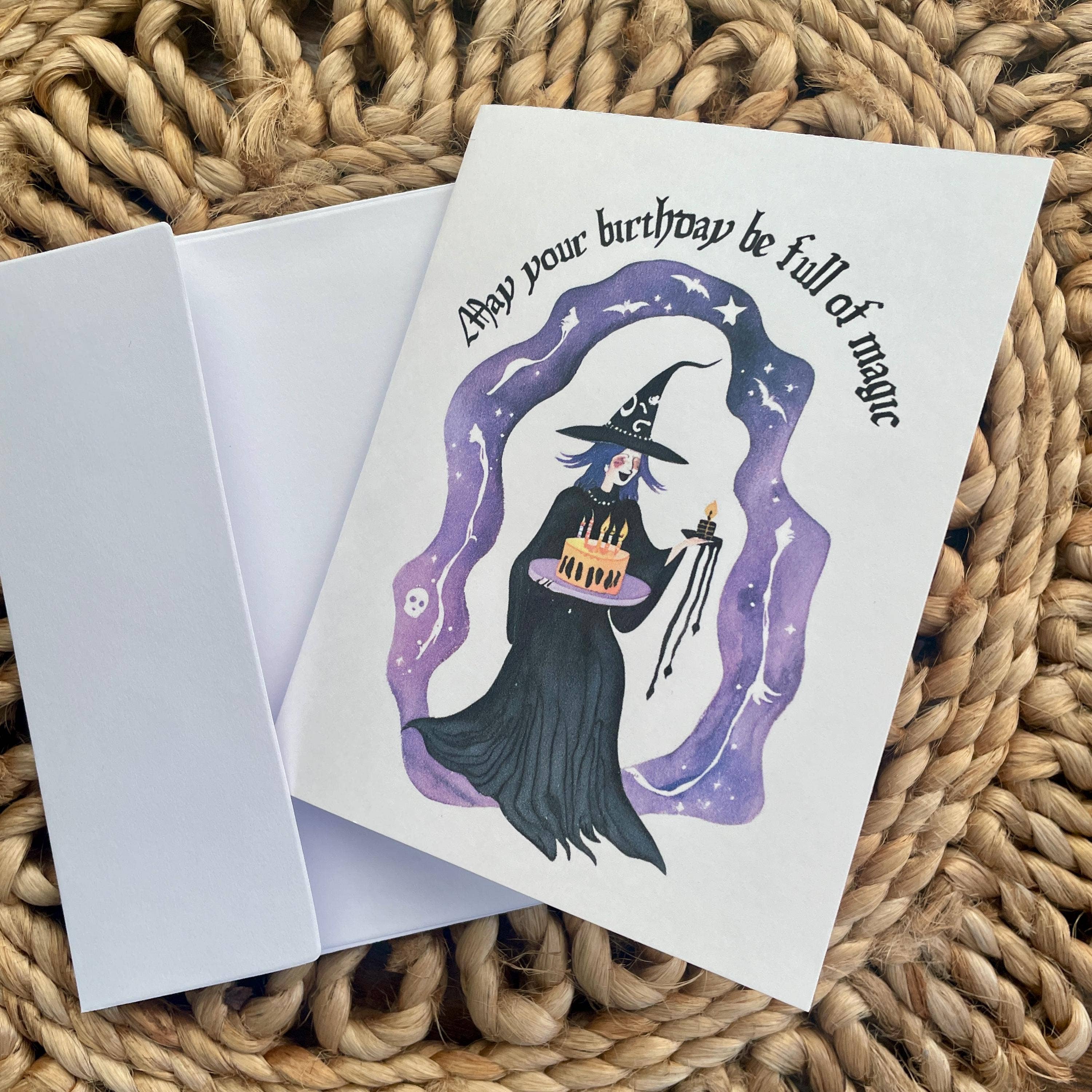 Cryptic Paper Co. - Wholesale Birthday Card - Cute Witch Magical Goth Halloween Time Birthday Card 3