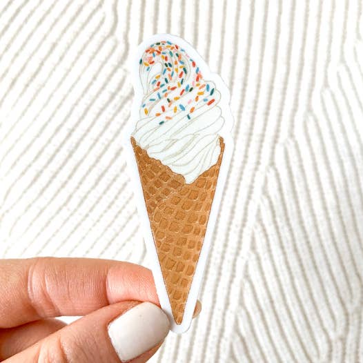 Soft Serve Ice Cream Cone com Sprinkles Sticker, 3x1in por atacado de Elyse Breanne Design