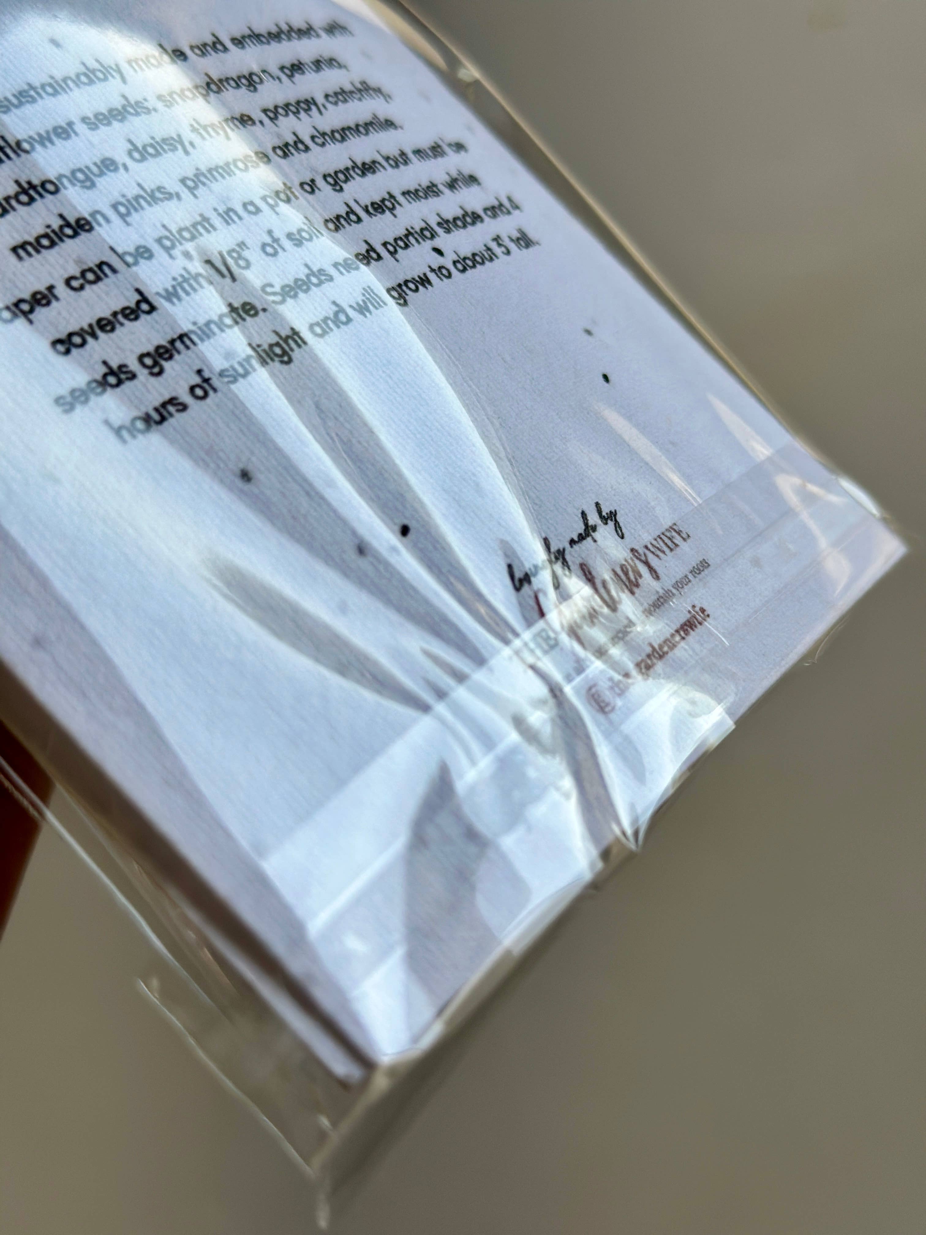 The Gardeners Wife - Wholesale Thank You Card - Wildflower Seed Card + Tiny Bouquet 6