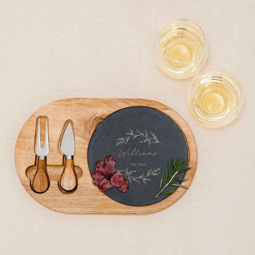 Weddingstar Inc. - Wholesale Serving Tray - Wood & Slate Serving Board Set - Signature Script1
