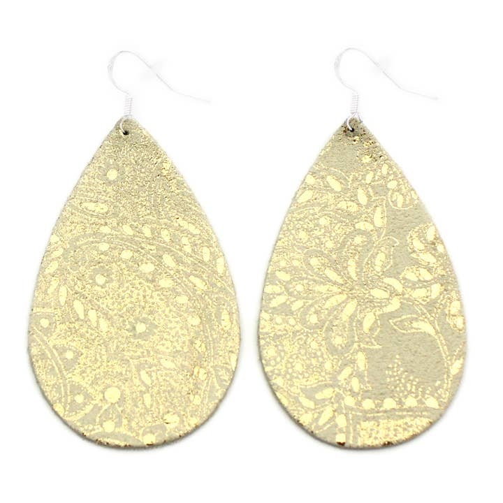 Pendientes de cuero con encaje de oro para venta al por mayor de OneWild