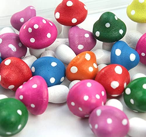 Multicolor Minidecoración de hongos de madera de Meyer Imports (paquete de 10 unidades) de venta al por mayor en Faire0