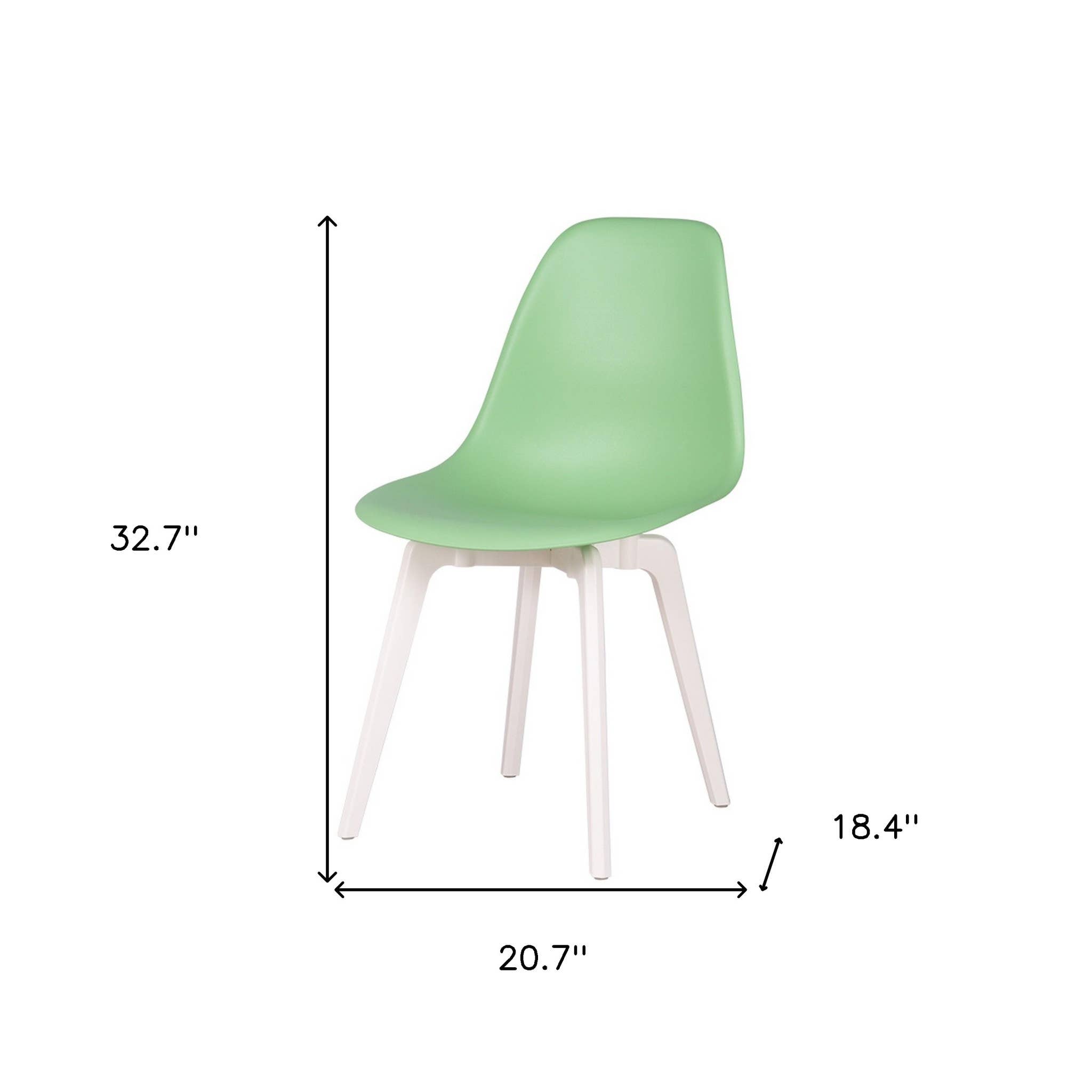 HomeRoots - Vente Chaises - Ensemble de quatre chaises de salle à manger en plastique robuste vert menthe et blanc2