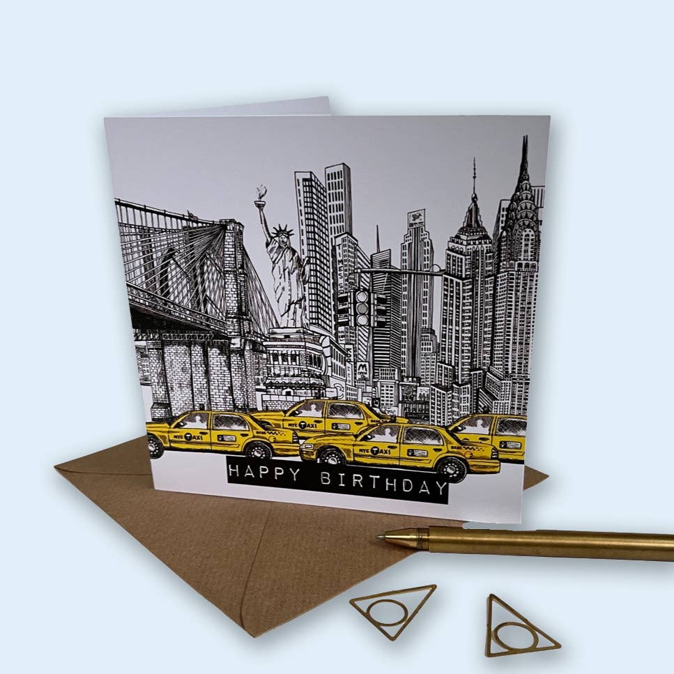 Katie Clement Illustration - Vendita all'ingrosso Biglietti di auguri - Biglietto di compleanno con skyline di New York7