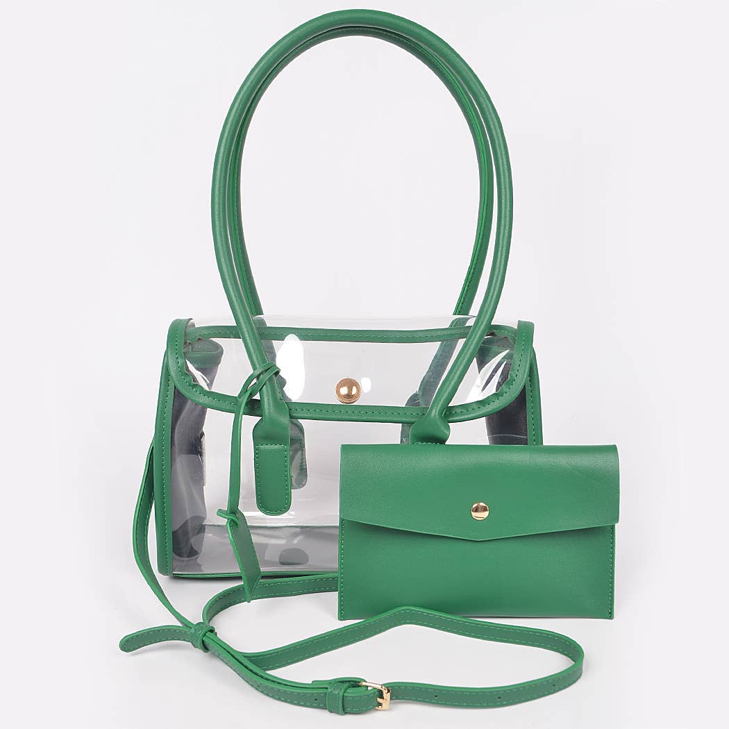 3AM BY H&D ACCESSORIES - Wholesale Crossbody Bag - Women's - Faux Leather Trimed Clear Bag0