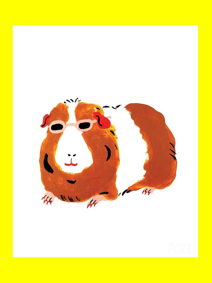 Guinea Pig Pet Store Print for wholesale by Kristina Micotti
