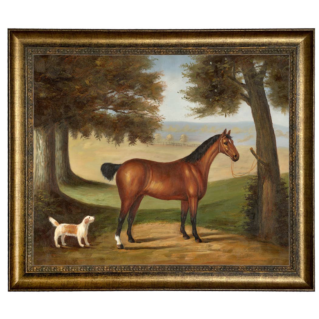 Madison Bay Co. - Historical Home Decor Reproductions - Wholesale Art Print - Horse and Dog in Landscape Vintage Painting Print on Canvas9