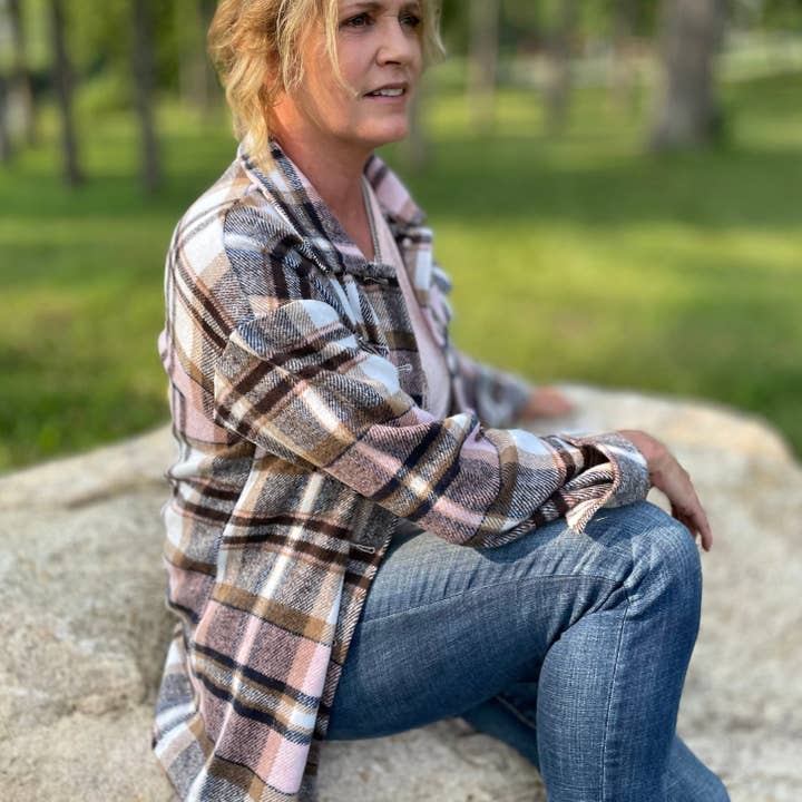 Rosa Camisa de franela a cuadros - Rosa de venta al por mayor en Faire3