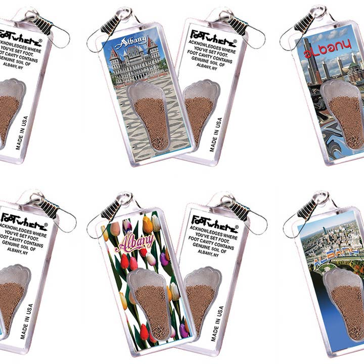 Albany, NY FootWhere® Souvenir Zipper-Pull. 72 pieces/ 6 assorted styles. for wholesale by FootWhere- USA Group, Inc.
