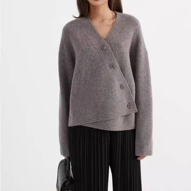 SY266 Asymmetric Wool Knit Cardigan - Women’s Fashion for wholesale by Sanyao Fashion