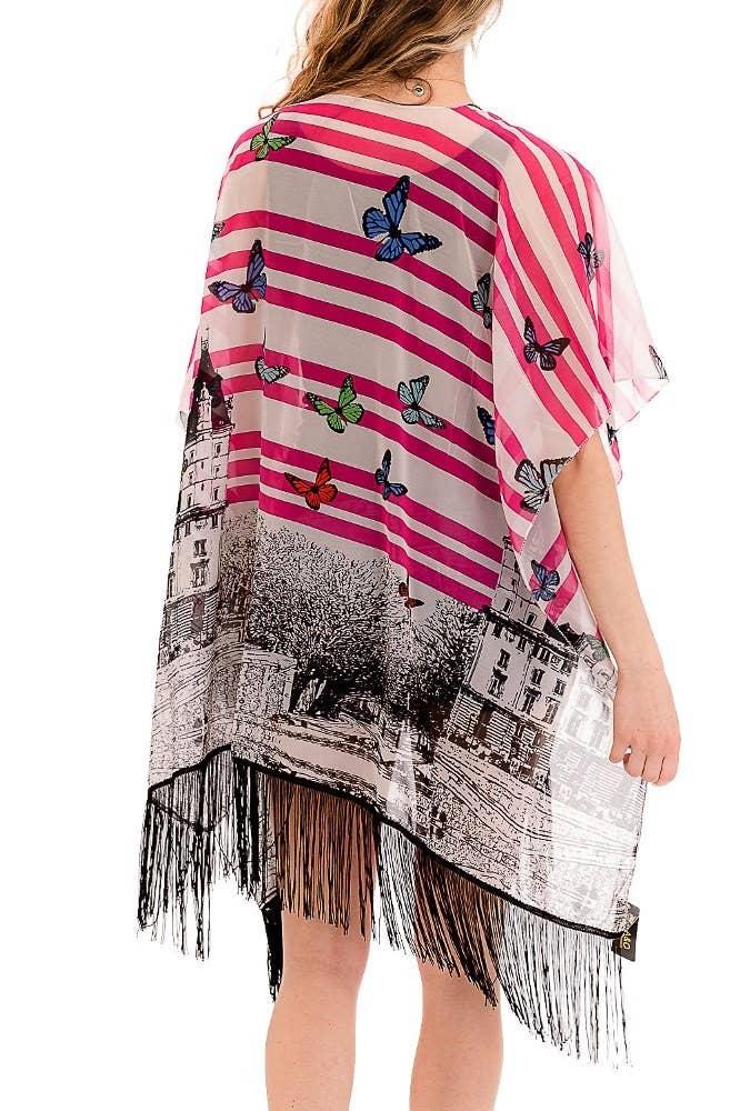 Cap Zone – wholesale Kimono – Women's – Butterfly Chiffon Sheer Cardigan Kimono1