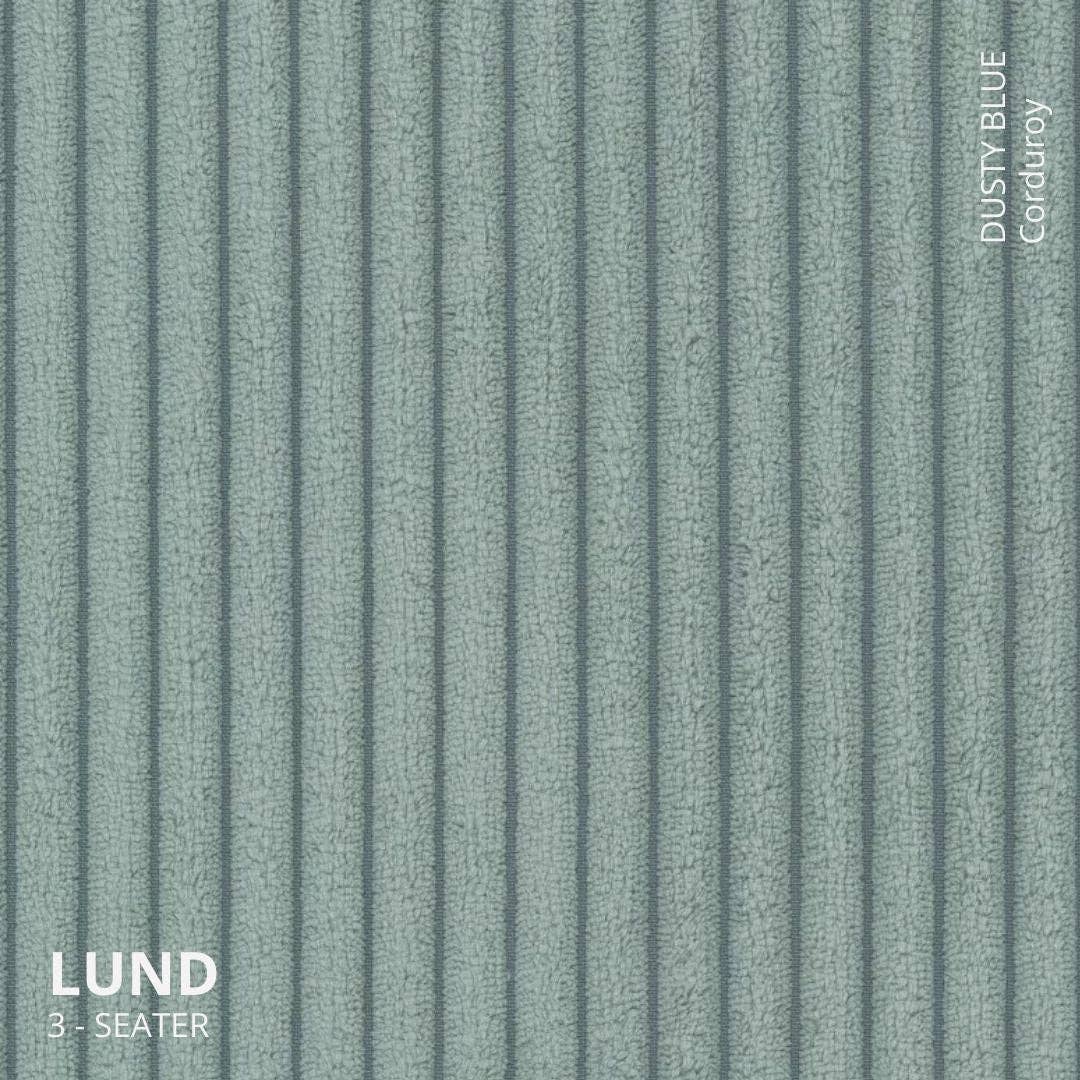 Lund 3-seater Sofa, Dusty Blue Corduroy, removable & washable cover for wholesale on Faire2