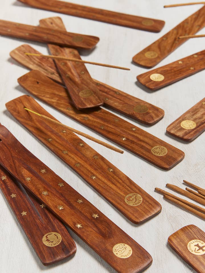 Zodiac Incense Holder, Natural, Brass for wholesale by Namaste